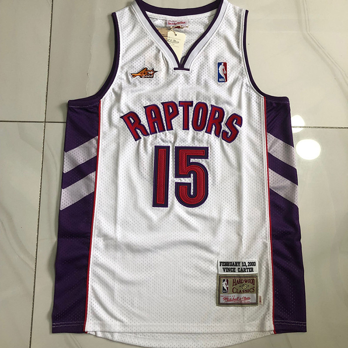 Camiseta Toronto Raptors Vince Carter NO 15 Hardwood Classics Blanco
